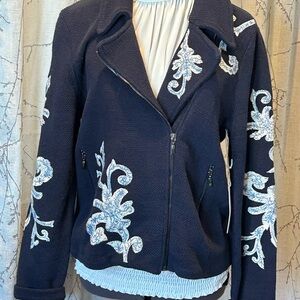 Embroidered Navy Jacket